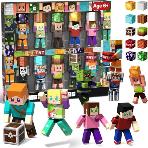 Lot de 20 Figurine magnétique, Comprend 10 Modèle de Personnage articulé, Compatibles avec Blocs de Construction Magnétiques, Jouet Éducatif STEM pour Enfants dès 3+ Ans, Cadeau Garçons Filles