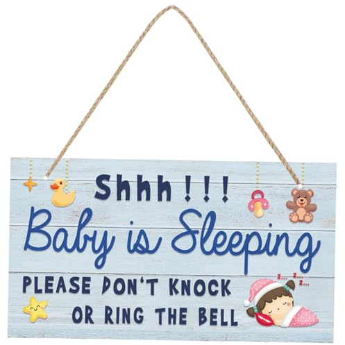 VANZACK Plaque de Porte Bébé Dort en Bois Motif Dessin Animé à Suspendre Légère et Solide Décor Chambre Bébé Panneau de Porte Présent Baby Shower