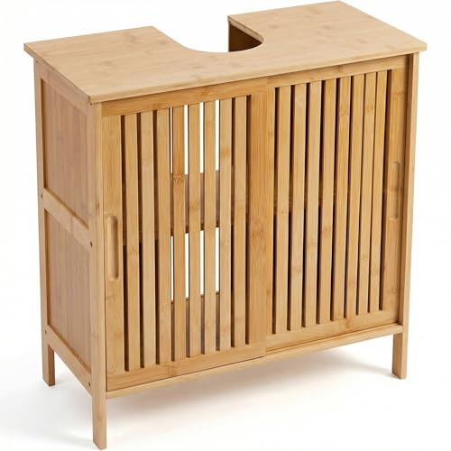 MY FAT GORILLA Mueble bajo lavabo de bambú, 60 x 30 x 60 cm, mueble de baño