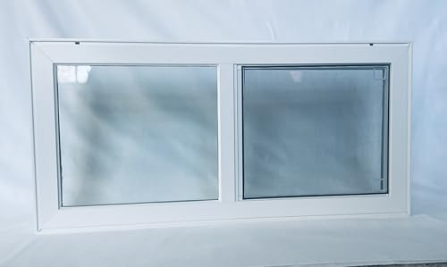 UFAGFDA 31X16 Basement Slider Window ”White Basement Window, Replacement Sliding Windows with Screen, Double-Pane Glass Insulated