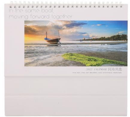 JEWEDECO Års Kalender för Skrivbord med Twin-wire Spiralbindning Tjocka Blad för Kladdfri Skrivning Månatlig Planerare med Dagliga och Månatliga Sektioner Dekorativt Bordskalender med