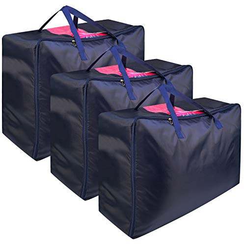 LinStyle Scatole per Armadio, 3 Pcs Pieghevole Porta Abiti Grande Capacità con Manico Rinforzato per Trapunte, Coperte, Cuscini, Biancheria da Letto