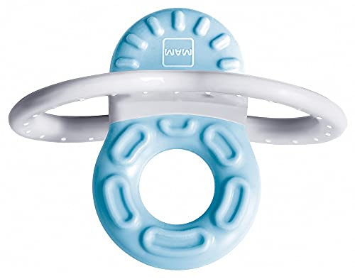MAM Mordedor, a partir de 2 Meses, Alivio Instantáneo a la Dentición de los Dientes Anteriores, Extra Ligero y Fácil de Agarrar y Sostener, con Caja Autoesterilizadora, Azul, Pack de 1
