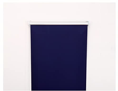 Thermal Insulated Blackout Fabric Roller Blinds, Easy Fit Room Darkening Shades Fittings Included Navy-Blue (Width 90cm x Length 165cm, Blackout, Navy-Blue) (BK004)
