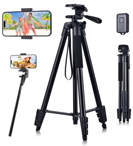 Linkcool 160cm 63 Adjustable Tripod for Smartphone, Samsung, iPhone, Camera - Lightweight Portable Stand with Remote Shutter Control