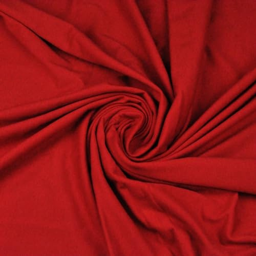 Textrend, tessuto jersey a metraggio, 100% cotone, morbido, tessuti per cucito, tinta unita, patchwork, stoffa 1x1,75m, 140g/m2, craftina, metro (Rosso)