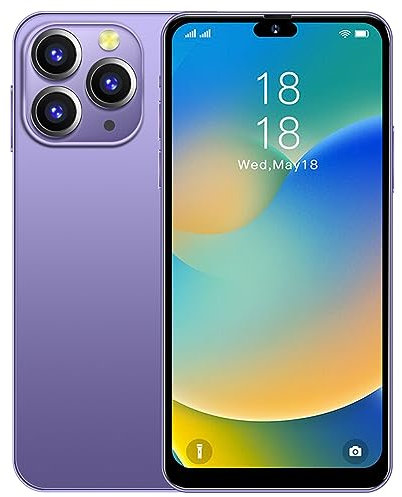 JtQtJ 3G Smartphones, Android 9.0 OS with 6.3 HD Display, Dual SIM, Dual Cameras, 16GB ROM(Expandable to 128GB),WiFi,GPS,Bluetooth,Face ID Cheap Mobile Phones (Purple)