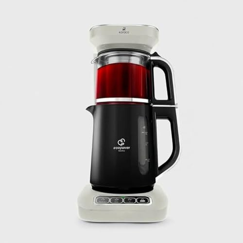 KARACA Caysever Robotea Pro 4 in 1 Talking Automatic Tea Maker Kettle and Filter Coffee Maker, Electric, 2500W Multi-Functional Turkish Tea Machine Set, Starlight