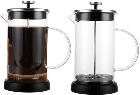 Oungy French Press Lot de 2 cafetières à piston 1 l avec filtre en verre, cafetière sans électricité pour café ou thé