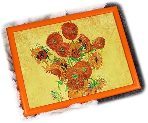 Van Gogh Cushioned Laptray 44cm Orange Sunflowers Painting Art Laptop Bean Bag Tray