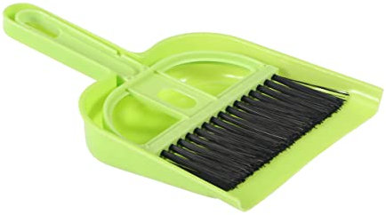 IWOWHERO Mini Desktop Broom and Dustpan Cleaning Set Handle, Portable Cage Cleaner for Pet Nests, Household Cleaning Tools in Green for Home and Animal Care