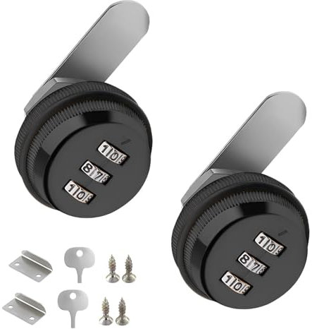 Bajiuxhfei 2 Piezas Cerradura de Vombinación de Cajón, Codificada Contraseña, Combinacion Cam Lock, Cerradura de Buzón de Combinación, para buzón de cajón de gabinete (Negro)