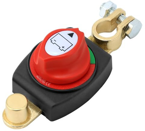 QWORK® Interruttore di Scollegamento Batteria Top Post, 12-48 V 275A Isolatore Master per Auto, Camper, e Barche