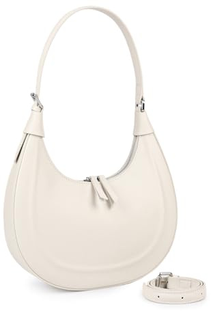 MoreFarther Sac a Main Femme Cuir Véritable, Sacs à Main Portés Épaule Femme avec Fermeture Éclair, Classique Crescent Sac Bandoulière Tendance pour Shopping, Travail, Voyages