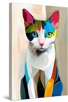 Startonight Quadro su Tela Luminoso - Il gatto di Picasso Colore Animale Animale, Quadri Moderni Astratti per Camera da Letto, Stampe Incorniciate 60x90 cm, Decorazione Parete, Idea Regalo Elegante