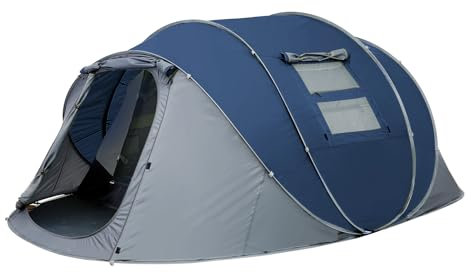 Zelt 4-6 Personen Wasserdicht, Pop up Zelt Wurfzelt [5 Fenster] Camping Zelt ab 4 Personen Doppelwandig Shelter 6 Mann 3 Sekunden Easy Zelt Grosses Popupzelte für Outdoor Sport Picknick Reisen Strand