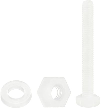 sourcing map 150 pezzi/50 set di bulloni esagonali in nylon, M3 x 25 mm, in plastica, filettati completamente, viti e dadi con rondelle piatte, per macchinari, elettronica, accessori industriali