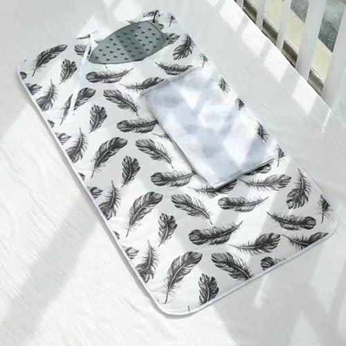 Tapis de repassage, table de repassage portable, couverture de voyage avec repose-fer en silicone, housse alternative for planche à repasser, matelassage(Feathers)