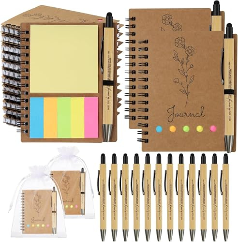 DoubleCare Gift Colleague Employee Thank You Gifts for Colleagues Motivational Inspirational Notebook with Wooden Ballpoint Pen Mini Spiral Notepad