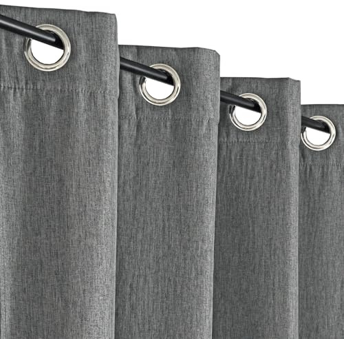 Atout Ciel Rideau Thermique chiné doublé Polaire Ton sur Ton à œillets 140x240cm prêt a Poser, Gris