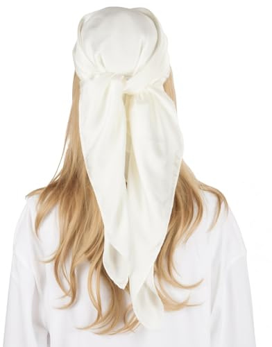 RIIQIICHY Foulard Femme Blanc 90x90cm Echarpe Femme Été Printemps Élégant Polyvalent