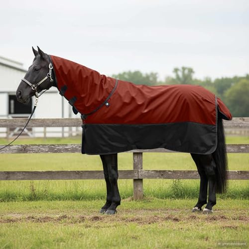 Mokuyary Coperta equina verde scuro e nero 125 cm poliestere coperta per cavalli, cavallo, esterno e stalla -D