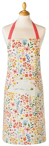 Cooksmart Adults Cotton Apron Bee Happy Multi-Coloured For Cooking, Baking & Grilling | Comfortable Cotton Apron For Chefs, Cooks & Home Kitchens | Stylish Kitchen Aprons Gift For Women & Men