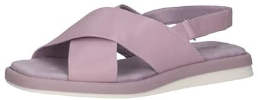 CAPRICE Damen Sandalen flach aus Leder mit Fußbett, Lila (Lavender Soft), 41 EU