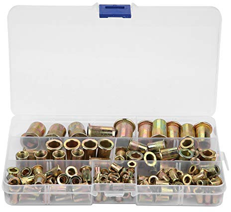 150pcs Carbon Steel Flat Head Rivet Nuts, Threaded Blind Rivnuts Assorted Set M3/M4/M5/M6/M8/M10/M12
