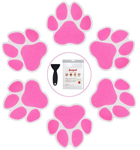 Secopad Lot de 20 grands autocollants antidérapants pour baignoire, douche, marches de bain, avec grattoir (rose)