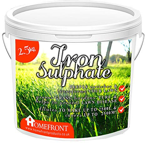 Homefront Iron Sulphate - Makes Grass Greener, Hardens Turf and Prevents Lawn Disease - Makes up to 2500L When Diluted & Covers up to 2500m2 (2.5 kg)