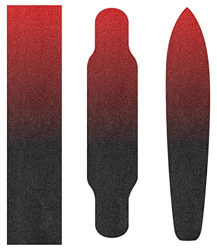 Wudan Red Black Skateboard Grip Tape Scooter Griptape 1 Sheet 44x10inch Extended Long Bubble Free Waterproof Toddler Sandpaper