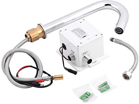 Akozon Robinets pour lavabo, Robinet d'eau de Robinet capteur Infrarouge Automatique Mains Libres en Laiton avec Tuyau évier Cuisine Bassin Salle Bain
