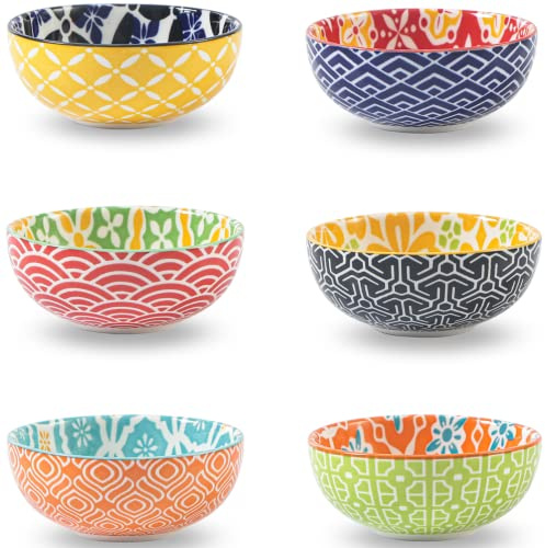 Metahom Ceramic Dipping Bowls, Dipping Sause Dish for Soy Sauce, 3 Inch Mini Bowl Set for Condiments, Sushi, Appetizers, Side Dish, Set of 6