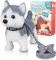 Marsjoy Husky Walking and Barking Puppy Dog Toy with Control Leash,Realistic Wagging Tail Robot Interactive Musical Dancing Animated Plush Stuffed Animal Electronic Pet for Kids Toddlers