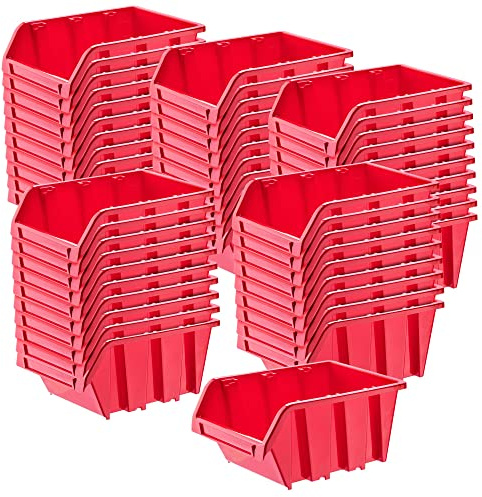 KADAX Gavetas Apilables y Modulares de Plastico para Herramientas, Cajas Organizadoras de Almacenaje, Cajas de Almacenamiento (Rojo: 50, 195 x 120 mm)