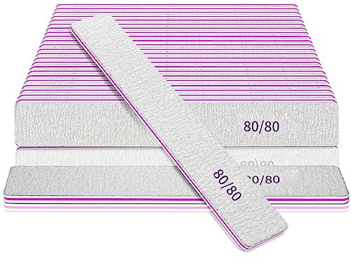 80/80 Grano Limas De Uñas Profesionales, 25 Piezas Limas De Uñas Para Uñas AcríLicas Y De Gel, Lima De Uñas De Doble Cara, Limas De Uñas Jumbo Cuadradas Gruesas Para Manicura Y Pedicura