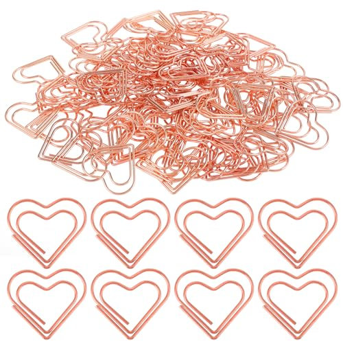 100 Stück Büroklammern Herz Büroklammern Groß Rosegold Büroklammer Herzförmige Büroklammern Liebe Büroklammern Spender in Paper Clips Für Dekorative Einladungen Postkarten Büro Vorräte Schule