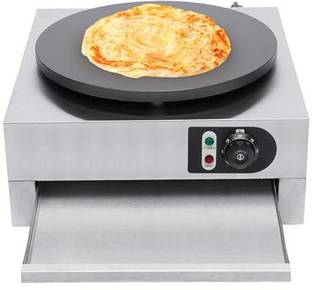 Crepe maker elettrico da 40 cm con vassoio estraibile, crêpemaker, termostato integrato, 50-300 °C, regolabile a regolazione continua, 3 KW