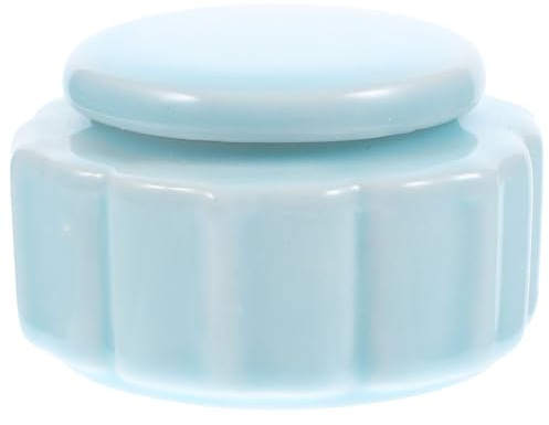 Amosfun ceramic storage jar lid 15ml mini container for cream lipstick vintage portable jar for travel DIY cosmetics sky blue