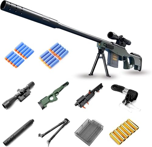 Schaumstoff-Blaster Gewehr, Scharfschützengewehr mit 20 Weichen Bällen, Soft Bullet Sniper Toy Gun mit Brille für Kinder, Unisex, Spielzeugpistole für Jungen, Kinder und Erwachsene (AWM)