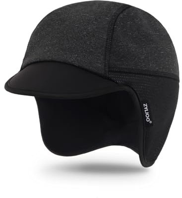 Zylioo 2XL/XL/L Casquettes de cyclisme d'hiver pour hommes et femmes, chapeau de cyclisme coupe-vent grande taille avec pare-soleil S/M doublure sous le casque, Visière grise, XL/XXL