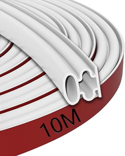 Guarnizione per Porta Finestra Adesiva 10mm*10mm*10M Guarnizione Porta Guarnizioni Finestre per Isolamento Dal Caldo Insonorizzata Polvere (Bianco, 10mm*10mm*10M)