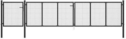 Cozynest Gartentor Stahl 500×75 cm Anthrazit Mesh Abschließbare Gartentür Hoftür mit Riegel, Gartenpforte Doppelflügel Tor, Zauntor Zauntür