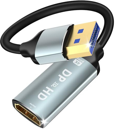 Herfair DisplayPort vers HDMI Adaptateur DP (Display Port) mâle vers HDMI femelle Convertisseur avec audio