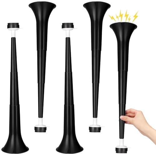 GCQJOQ 4 Pieces Stadium Horn for Adult, 21 Inch Collapsible Vuvuzela Trumpet for Sporting Events Football Carnival Party, Black