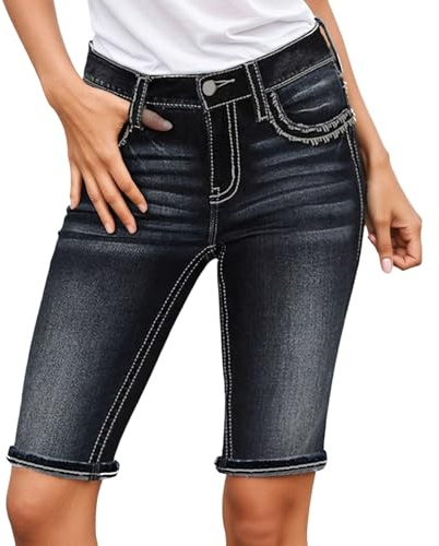 Generisch Trachtenhose Damen Trachtenjeans Damen 1/2 Trachten Jeans Stretch-Shorts Slim Fit Kurze Jeanshose Bequeme Passform Dank Stretch Einsatz FüR Oktoberfest Andere Festlichkeiten