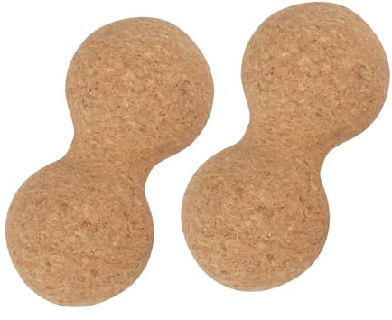 DECORNIJIA 2 Bolas De Corcho Para Fascia Masajeador De Espalda De Madera Bolas De Lacrosse Doble De Masaje De Lacrosse Color Caqui