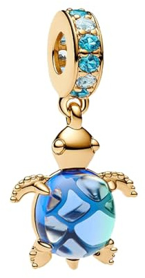 BIZK Gold Schildkröten Charm Anhänger für Armband 925 Sterling Silber Charm Bead Pendant für Europäische Armbänder und Halsketten
