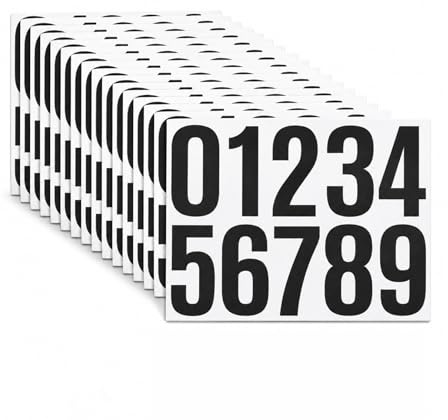 15 Hojas 0–9 Pegatinas Numeros Adhesivos Grandes, 10 cm, Negro